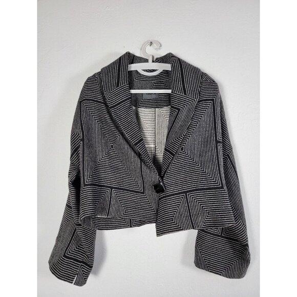 OSKA Womens Sz 1 Gray White Stripes Wool One Button Career Work Blazer Jacket - Picture 1 of 8